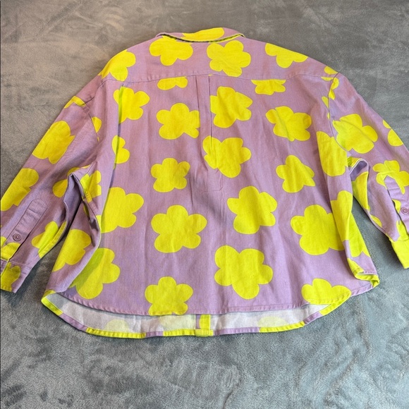 NWT Lucy & Yak Lenny Shirt Organic Twill Purple Yellow Size XL - Picture 7 of 13